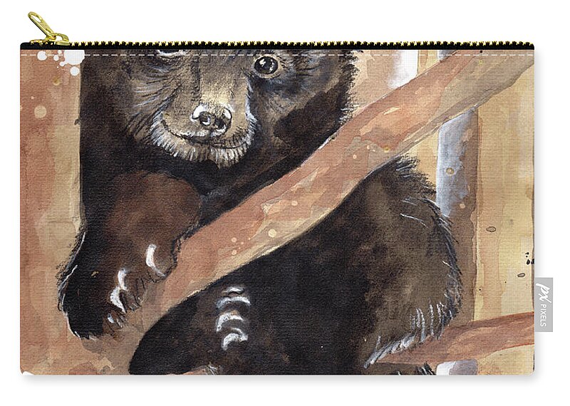 Forest Zip Pouch featuring the painting Fuzzy Wuzzy by Sean Parnell