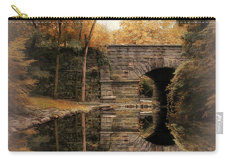 Bridge Zip Pouch featuring the photograph Autumn Echo Vignette by Jessica Jenney