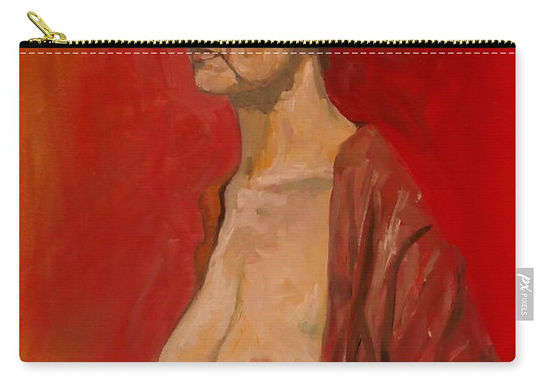 Female Zip Pouch featuring the painting Gabrielle standing by Ray Agius