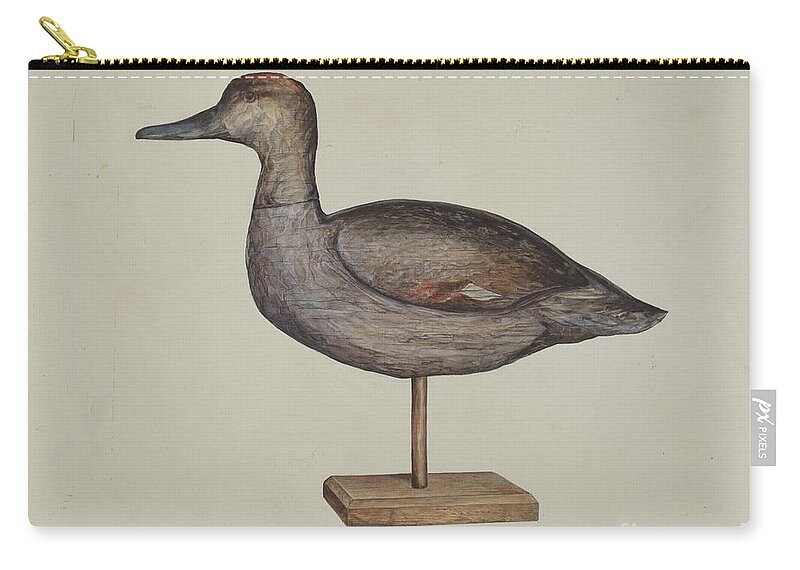  Zip Pouch featuring the drawing Gadwall Decoy by Samuel W. Ford