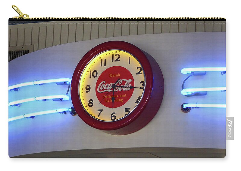 Coca Cola Zip Pouch featuring the photograph Galaxy Diner Clock by Gordon Beck