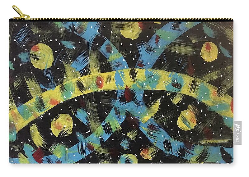 Galaxy Zip Pouch featuring the painting Galaxy of Moons by Kathy Marrs Chandler