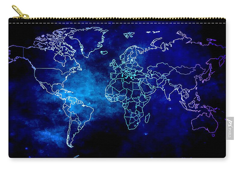 Maps Zip Pouch featuring the photograph Galaxy World Map by Athena Mckinzie