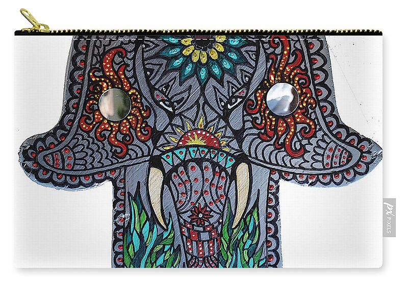 Hamsa Carry-all Pouch featuring the painting Ganesha Hamsa by Patricia Arroyo