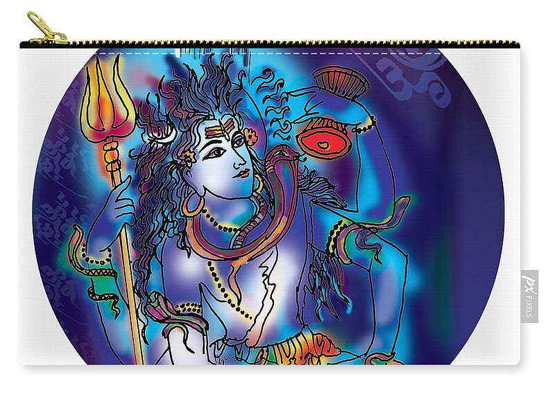 Shiva Zip Pouch featuring the painting Gangeshvar Shiva by Guruji Aruneshvar Paris Art Curator Katrin Suter