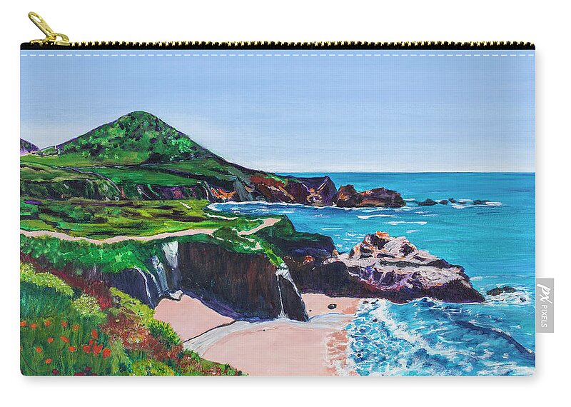 California Coast Zip Pouch featuring the painting Garapata 20x24 by Santana Star