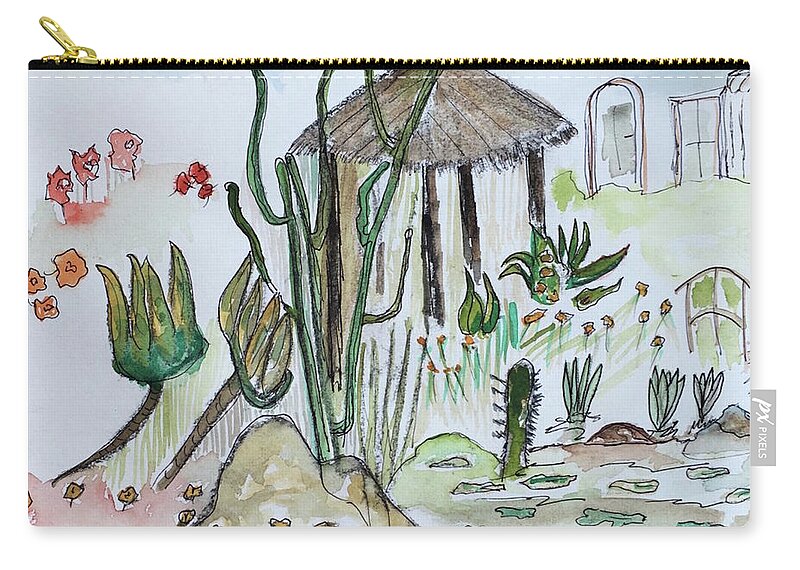 Garden Zip Pouch featuring the painting Garden at Mijas Golf by Roger Cummiskey