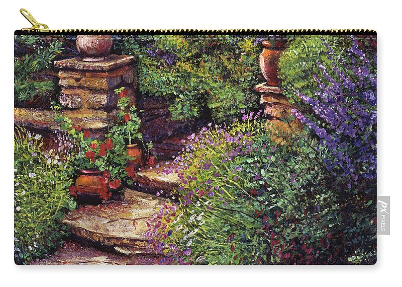 Gardens Zip Pouch featuring the painting Garden At Villa Verona by David Lloyd Glover