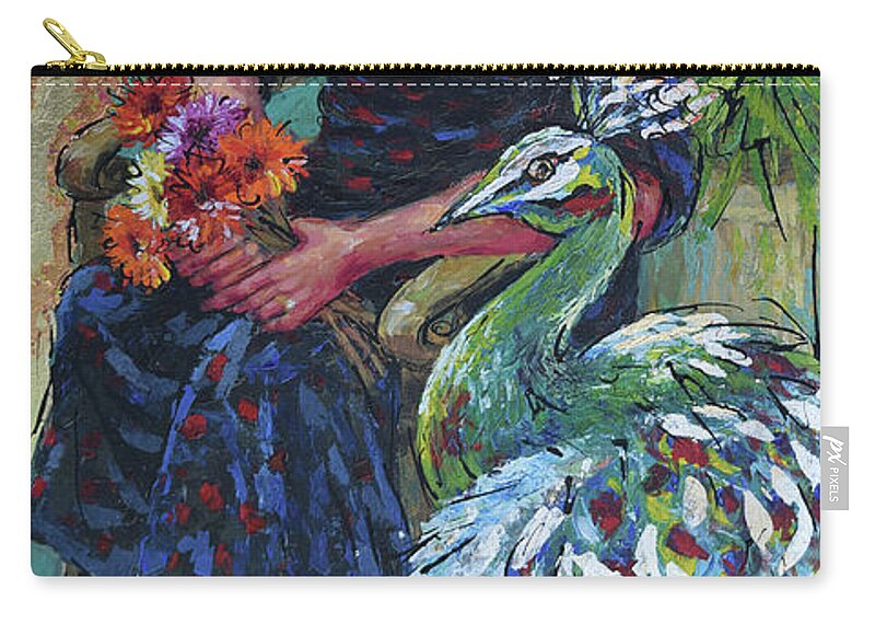 Woman Sitting In Garden Carry-all Pouch featuring the painting Garden Bliss by Jyotika Shroff