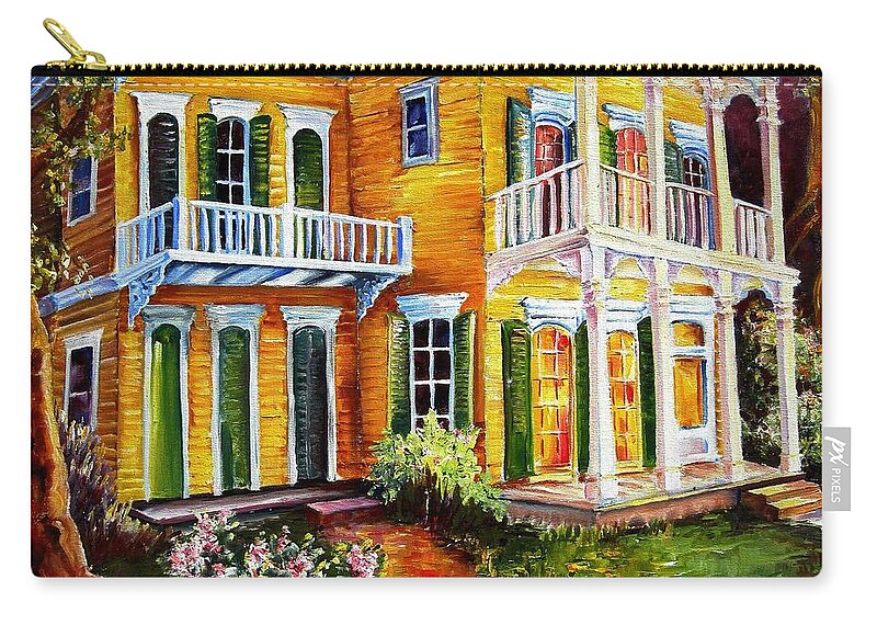 New Orleans Paintings Zip Pouch featuring the painting Garden District Home by Diane Millsap