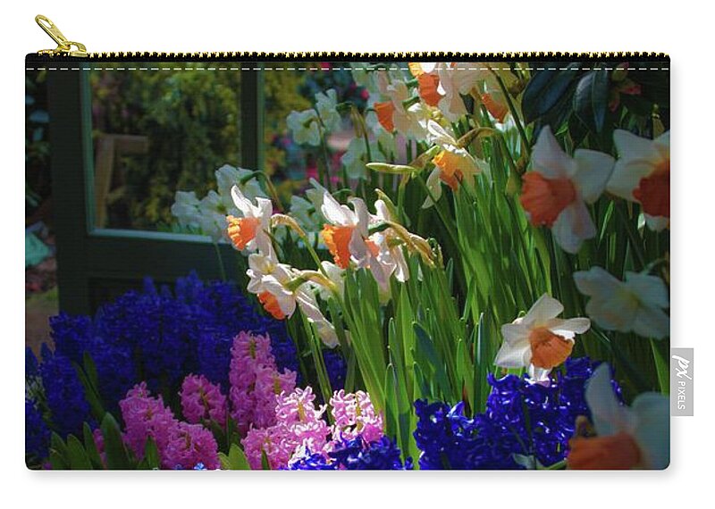 Tulips Zip Pouch featuring the photograph Garden house delight at Filoli by Patricia Dennis