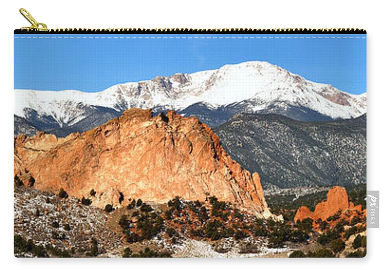 Garden Of The Gods Zip Pouch featuring the photograph Garden Of The Gods Medium Panorama by Adam Jewell