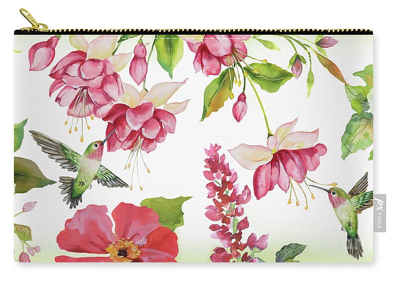 Flowers Zip Pouch featuring the painting Garden Party-D by Jean Plout