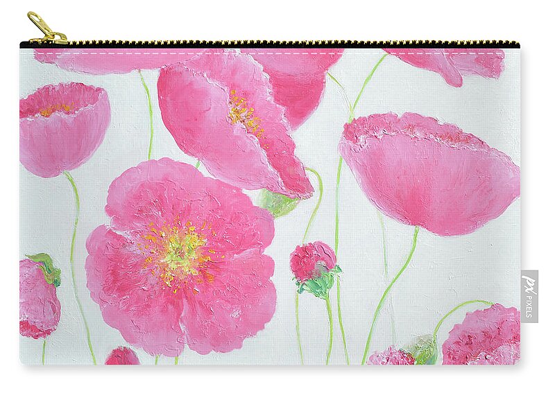 Pink Poppies Zip Pouch featuring the painting Garden Poppies by Jan Matson