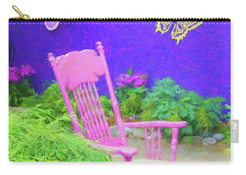 Gardens Zip Pouch featuring the photograph Garden Rocking Chair by Marilyn Cornwell