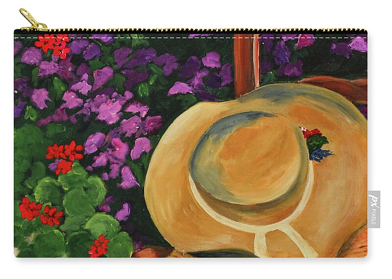 Garden Zip Pouch featuring the painting Garden scene by Elise Palmigiani