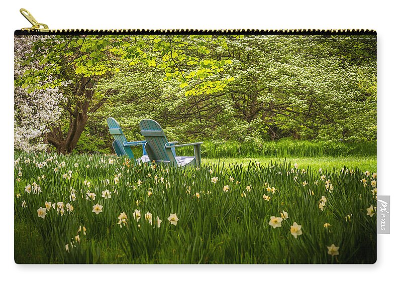 Chanticleer Gardens Zip Pouch featuring the photograph Garden Seats by Kristopher Schoenleber