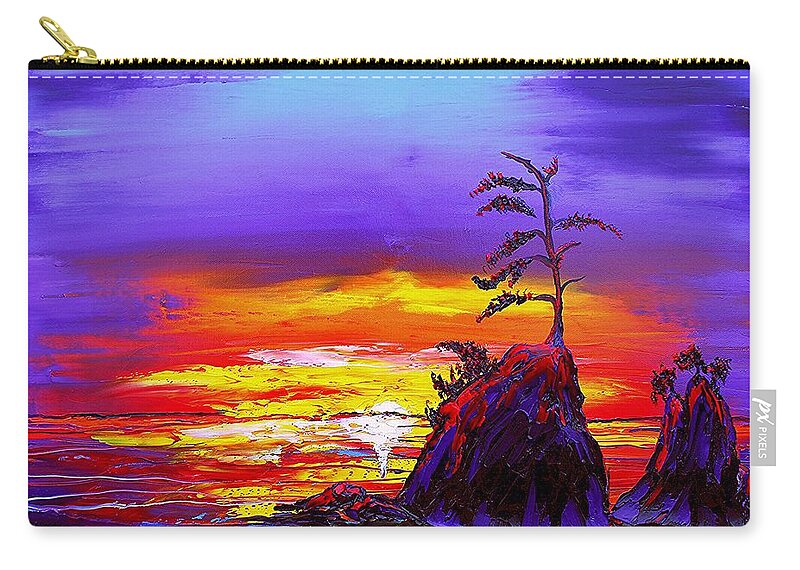  Zip Pouch featuring the painting Garibaldi Beach At Sunset #10 by James Dunbar