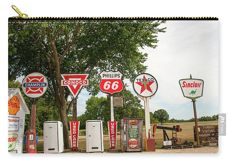 Missouri Zip Pouch featuring the photograph Gas Signage by Steve Stuller