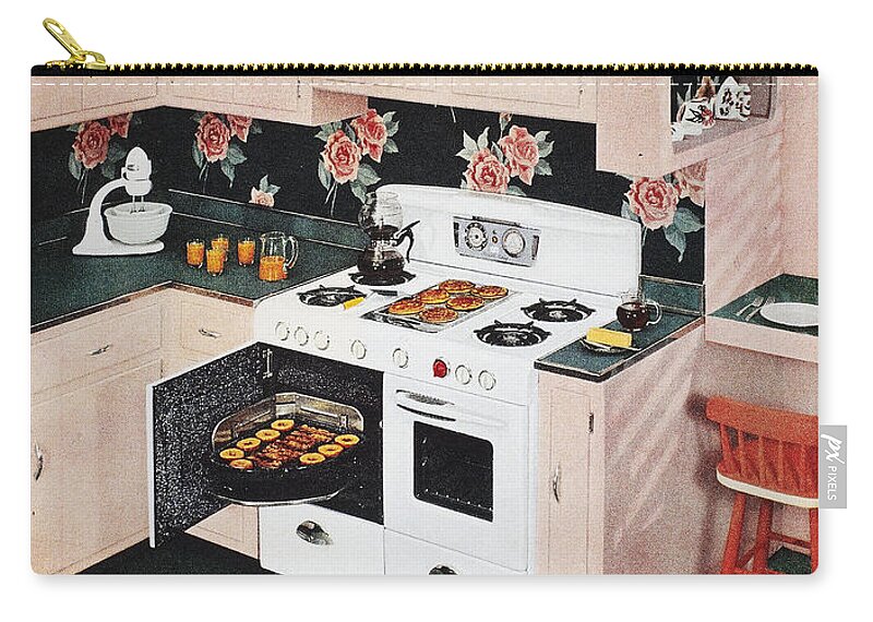 1950 Zip Pouch featuring the photograph Gas Stove Ad, 1950 by Granger