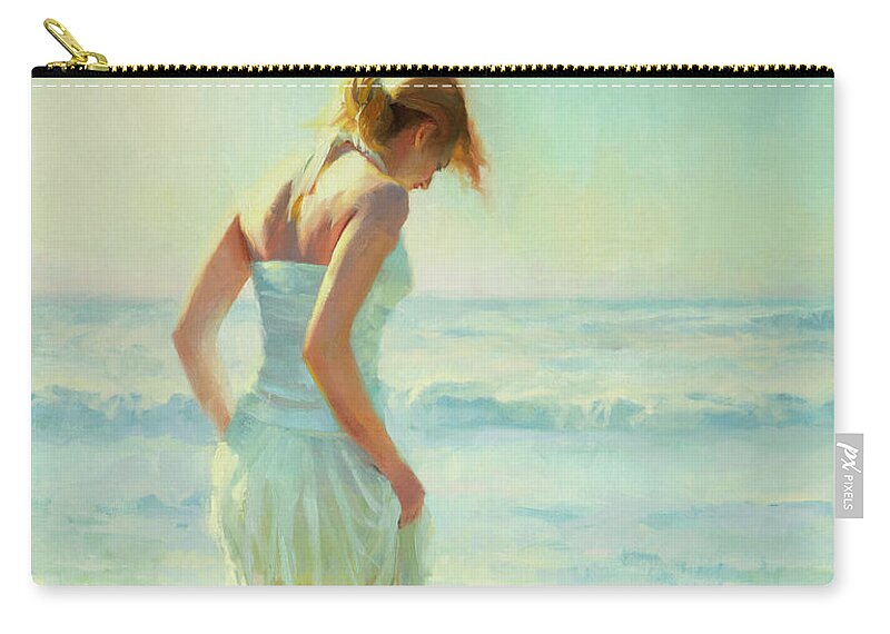Seashore Zip Pouch featuring the painting Gathering Thoughts by Steve Henderson