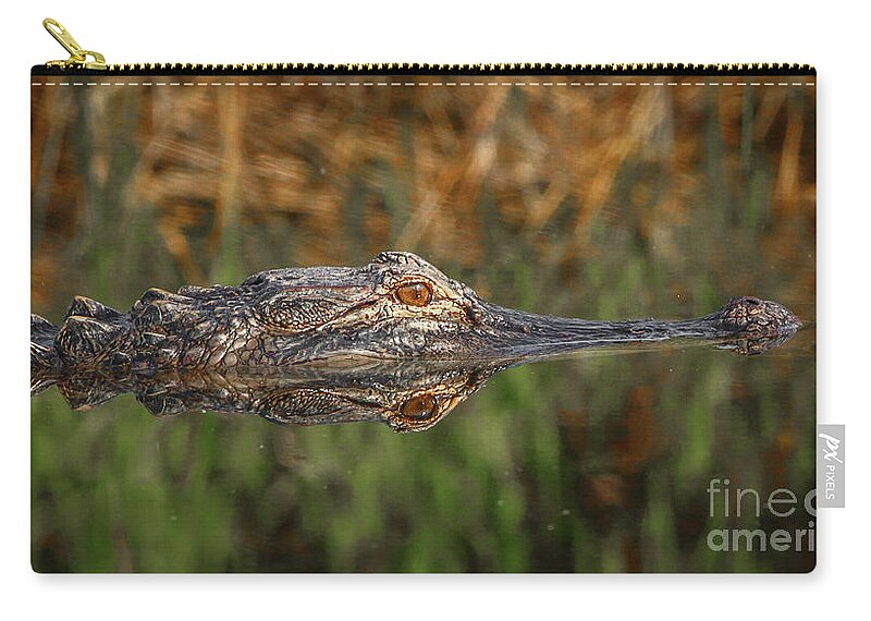 Gator Zip Pouch featuring the photograph Gator Close-Up by Tom Claud