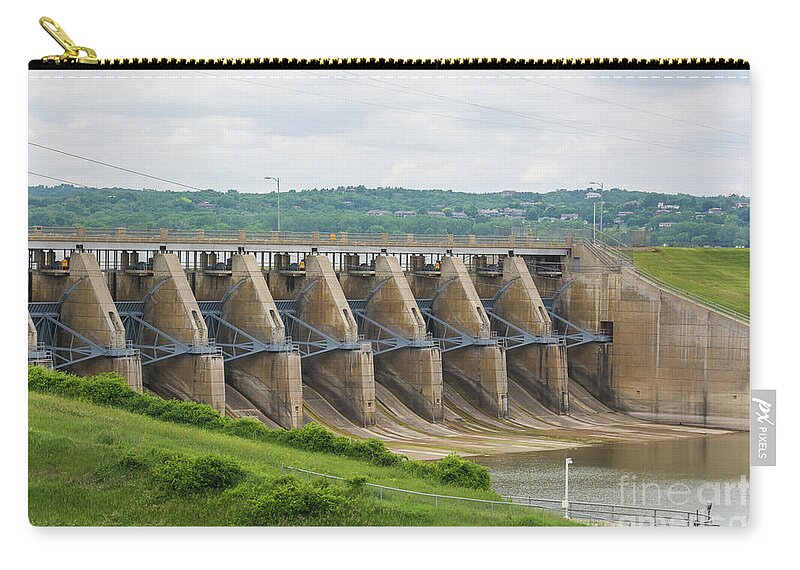 Dam Zip Pouch featuring the photograph Gavin's Point Dam by Pamela Williams