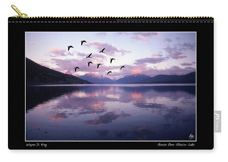  Zip Pouch featuring the photograph Geese Over Glacier Lake Poster by Wayne King