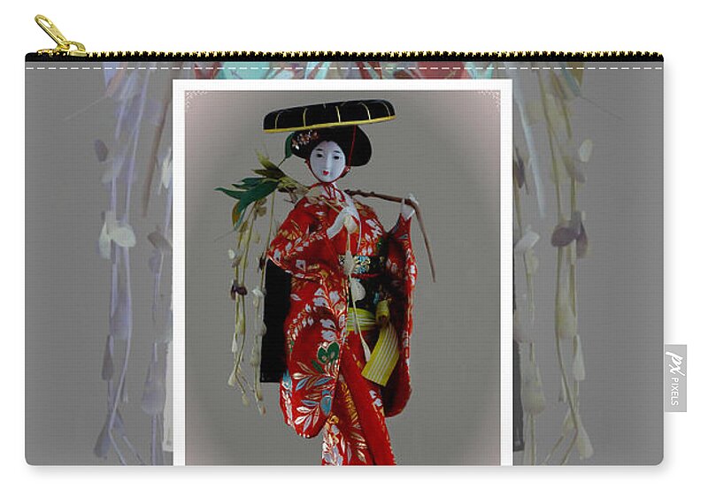 Geisha Zip Pouch featuring the photograph Geisha Elegance II by Al Bourassa