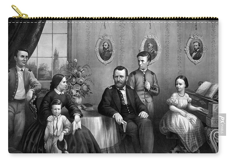 General Grant Zip Pouch featuring the mixed media General Grant And His Family by War Is Hell Store