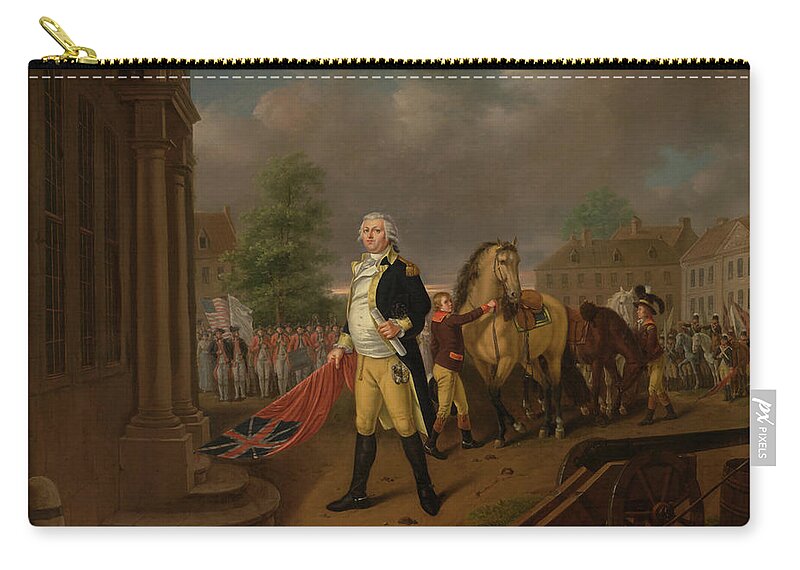 Painting Zip Pouch featuring the painting General Humphreys Delivering The Standards Taken At Yorktown To by Mountain Dreams