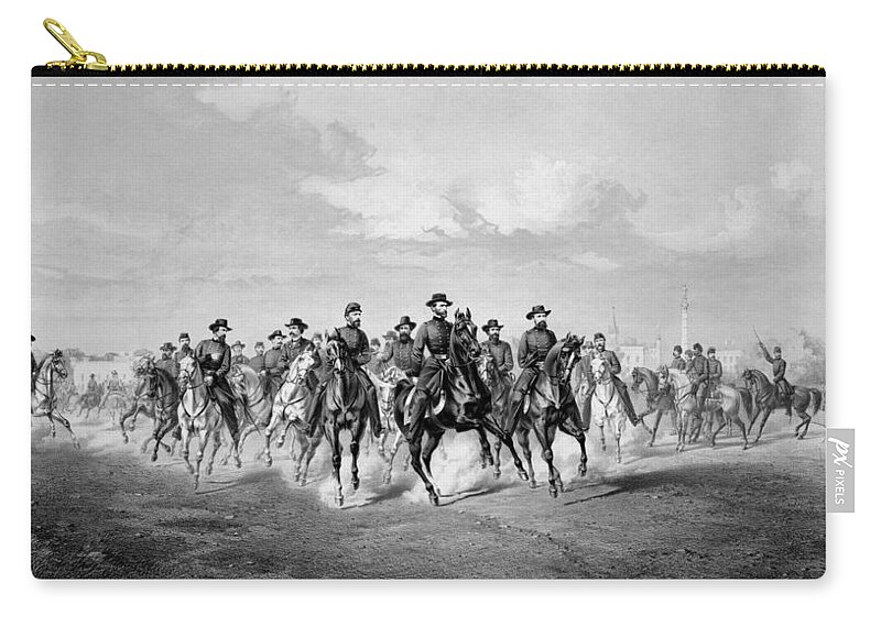 William Sherman Zip Pouch featuring the drawing General Sherman At Savannah Georgia by War Is Hell Store