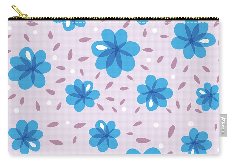 Floral Zip Pouch featuring the digital art Gentle Blue Flowers by Boriana Giormova