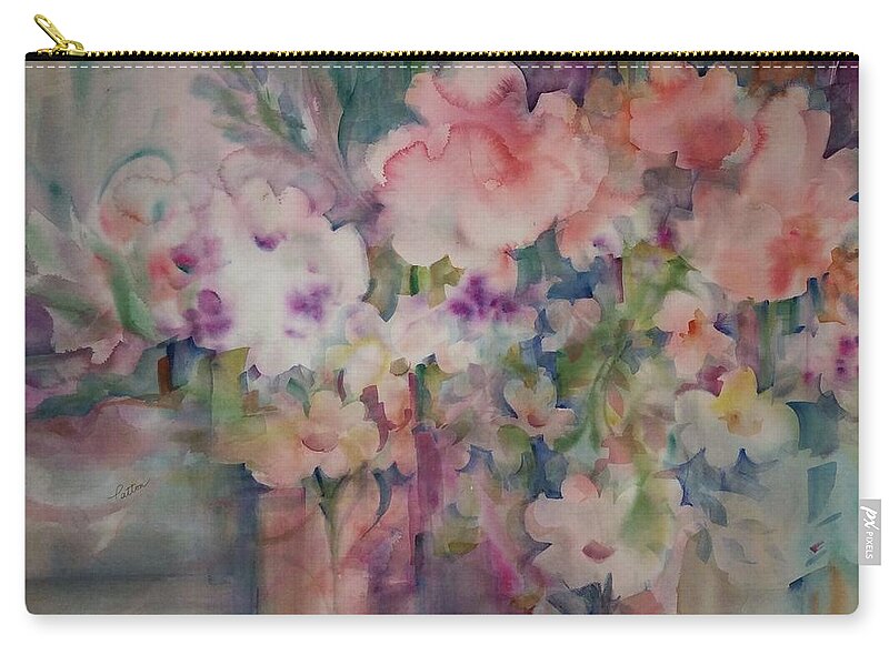 Flowers Zip Pouch featuring the painting Gentle Moments by Karen Ann Patton