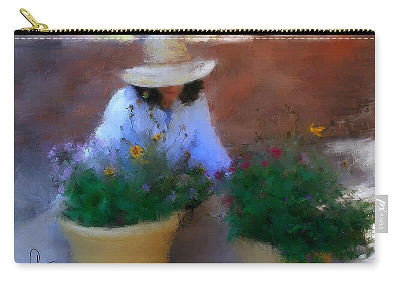 Woman Zip Pouch featuring the painting Gently Does It by Colleen Taylor