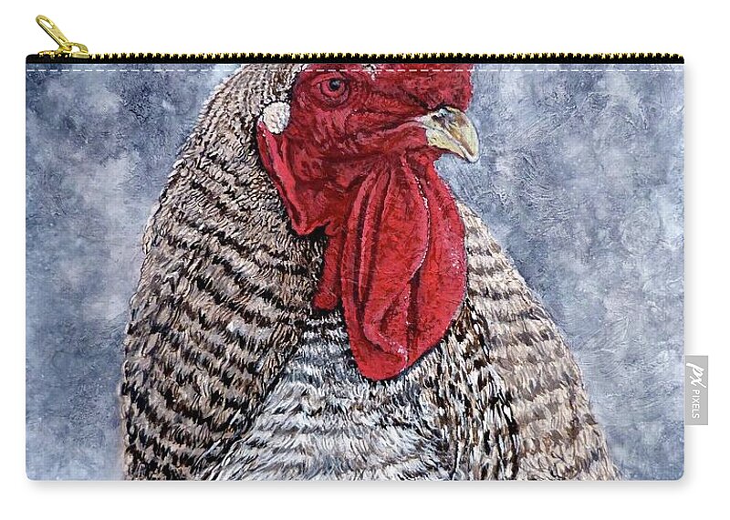Fire Rooster Zip Pouch featuring the painting Geoff by Tom Roderick