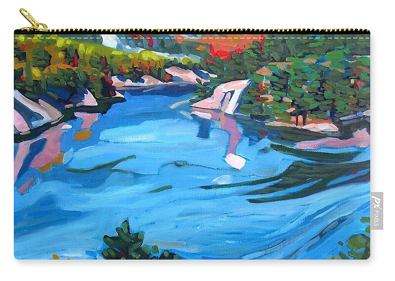 George Zip Pouch featuring the painting George Lake West Basin by Phil Chadwick
