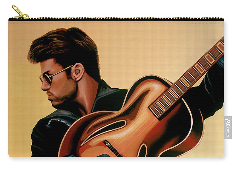 George Michael Zip Pouch featuring the painting George Michael Painting by Paul Meijering