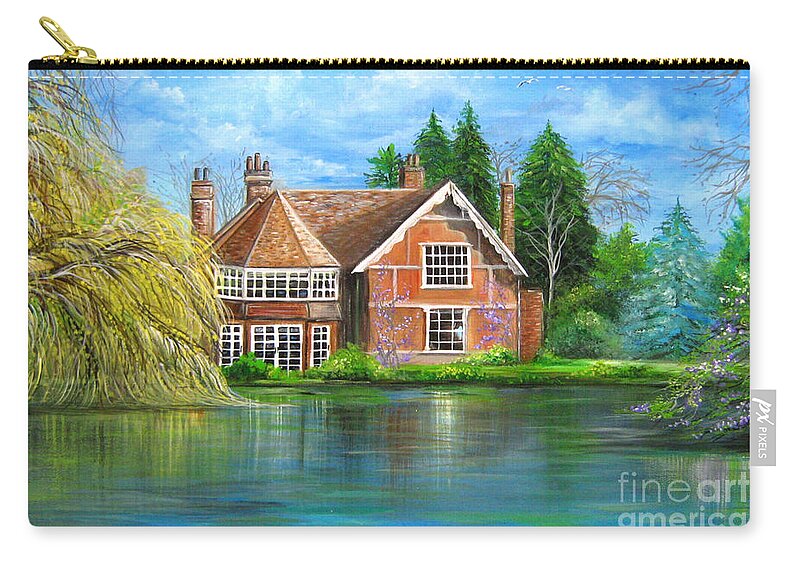 George Zip Pouch featuring the painting George Michaels Estate in Goring,England by Bella Apollonia