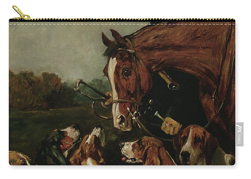 Hunt Zip Pouch featuring the painting George Wateridge, Huntsman to the New Forest Buckhounds by John Emms