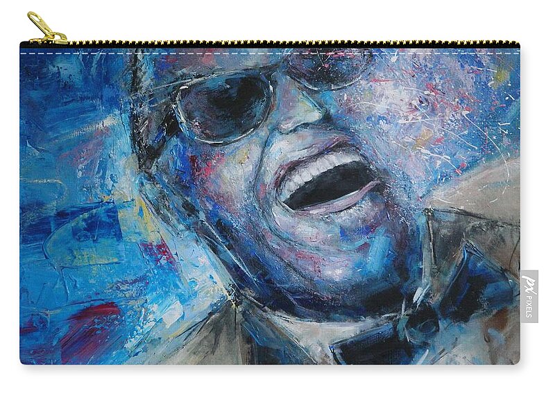 Ray Charles Zip Pouch featuring the painting Georgia on my Mind by Dan Campbell