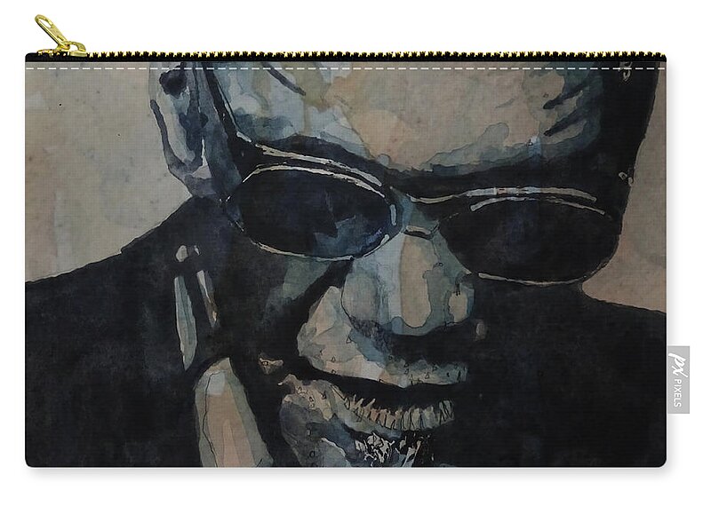Ray Charles Zip Pouch featuring the painting Georgia On My Mind - Ray Charles by Paul Lovering