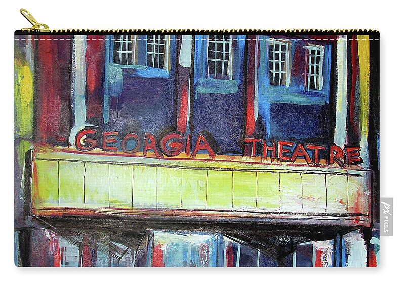 Georgia Theatre Zip Pouch featuring the painting Georgia Theatre by John Gholson