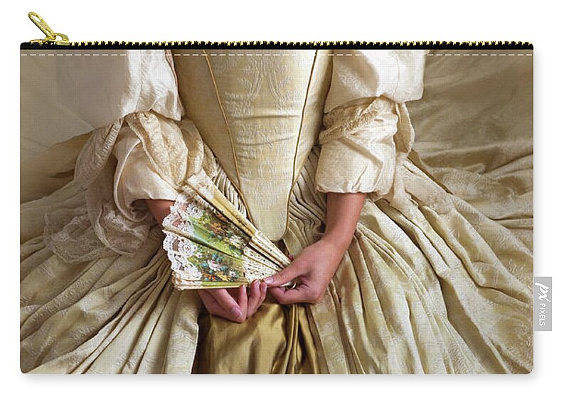 Georgian Zip Pouch featuring the photograph Georgian Woman Wearing A Beautiful Ball Gown by Lee Avison