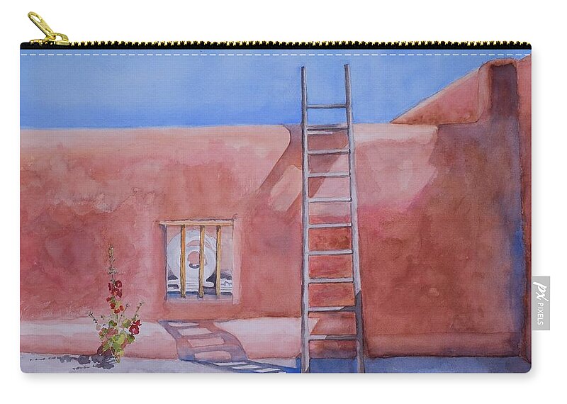 Georgia O'keefe Zip Pouch featuring the painting Georgia's House by Celene Terry