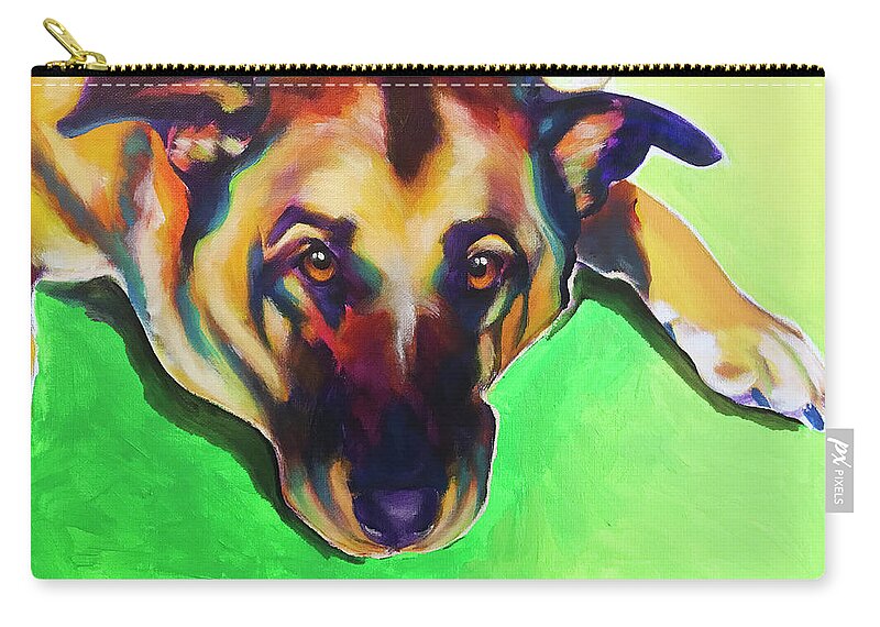 Pet Zip Pouch featuring the painting German Shepherd - Zeke by Dawg Painter