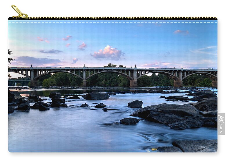 Congaree River Zip Pouch featuring the photograph Gervais Street Bridge-2 by Charles Hite