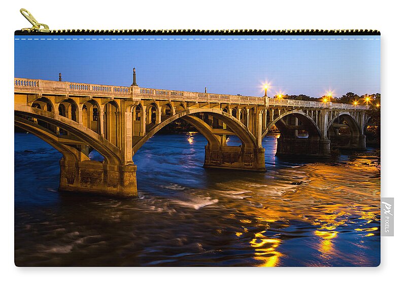 Gervais Street Bridge Zip Pouch featuring the photograph Gervais Street Bridge at Twilight by Charles Hite