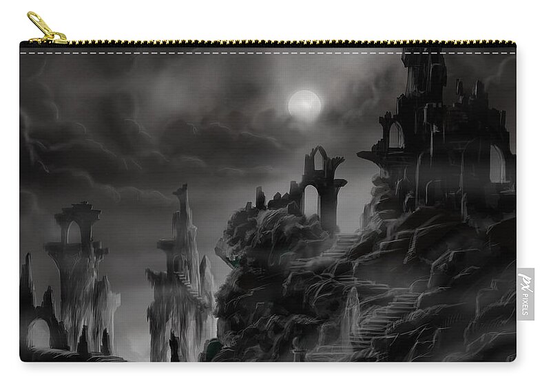 Ruins Zip Pouch featuring the painting Ghost Castle by James Hill
