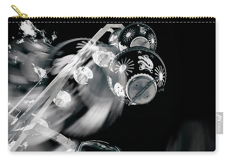 Ferris Wheel Zip Pouch featuring the photograph Ghost In The Machine by Wayne Sherriff